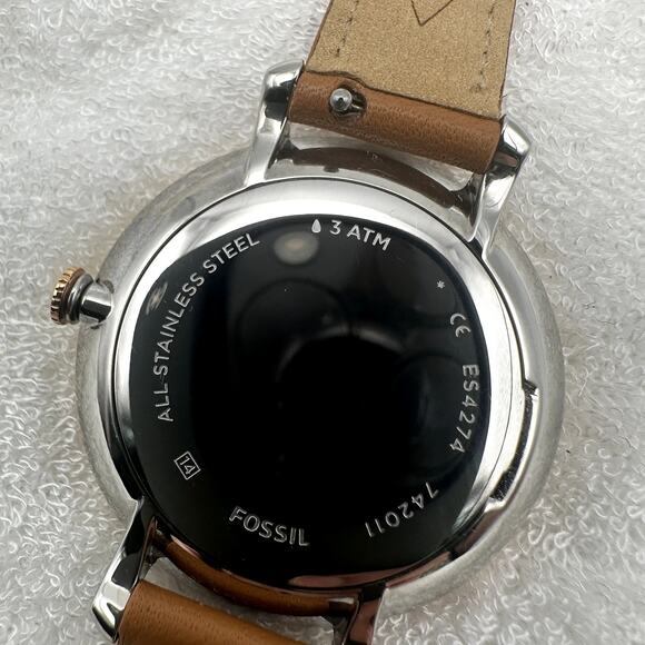 Fossil Corona Edition Quartz Watch Gold Tone Case Blue Dial Brown Leather main image 8